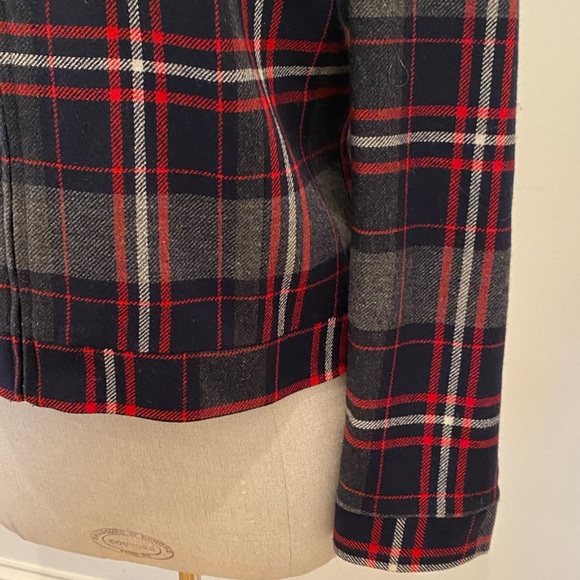 David Brooks Womens Vintage Wool Blue Red Gray Plaid Bomber Jacket / Size M - Picture 4 of 12